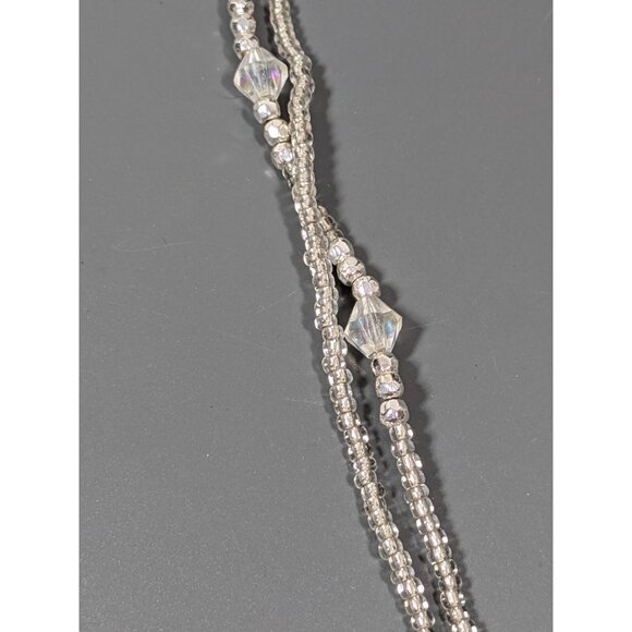 Winter Snowflake Pendant AB Rhinestone Glass and Acrylic Bead Necklace 19 in - Picture 8 of 10